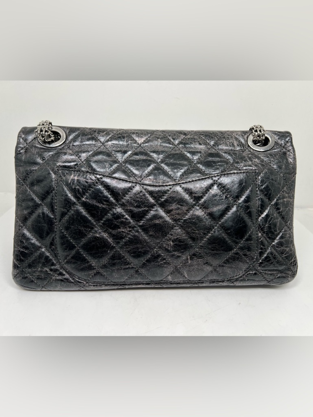 Chanel Quilted Aged Calfskin Silver / Gray Reissue 2.55 Double Flap 227 - Picture 3 of 11